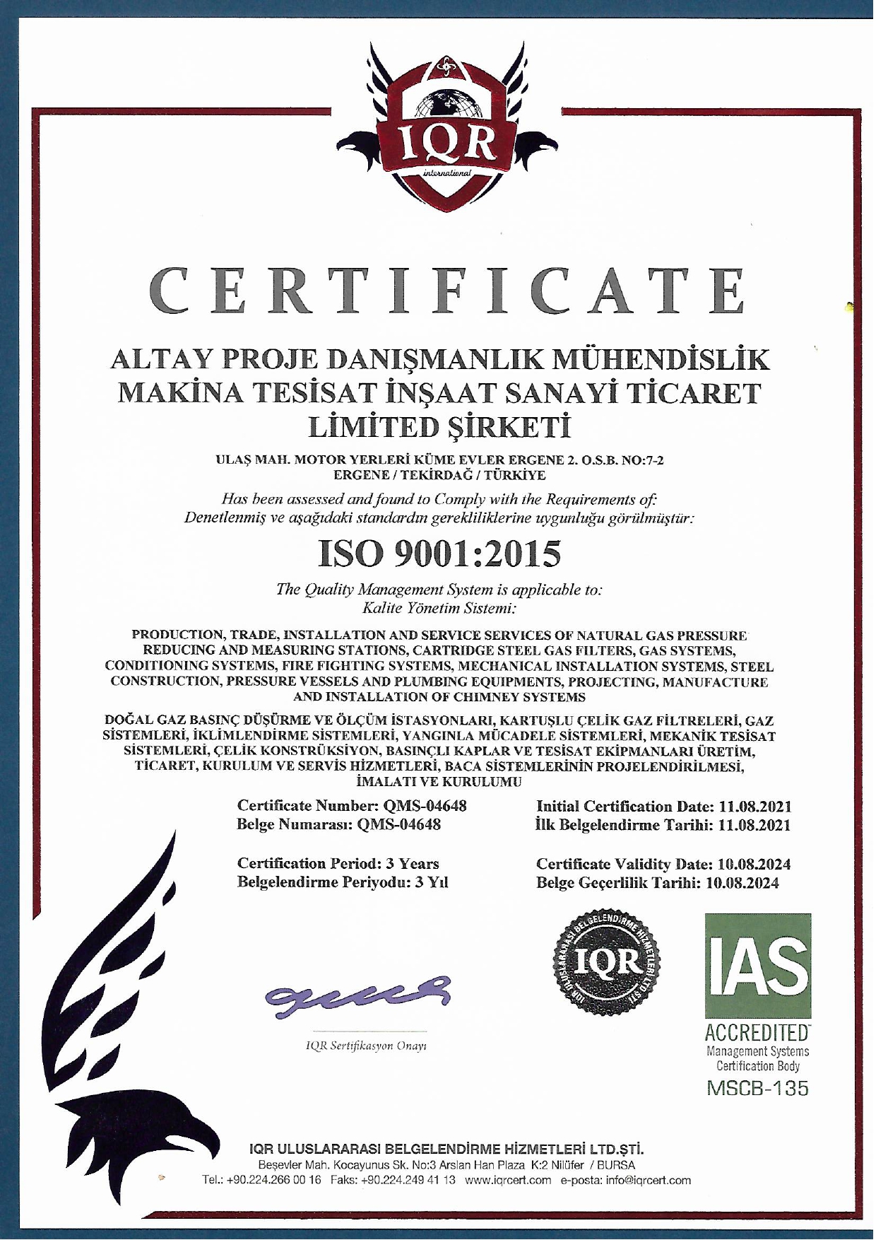 ISO 9001 Kalite Yönetim Sistemi